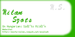 milan szots business card